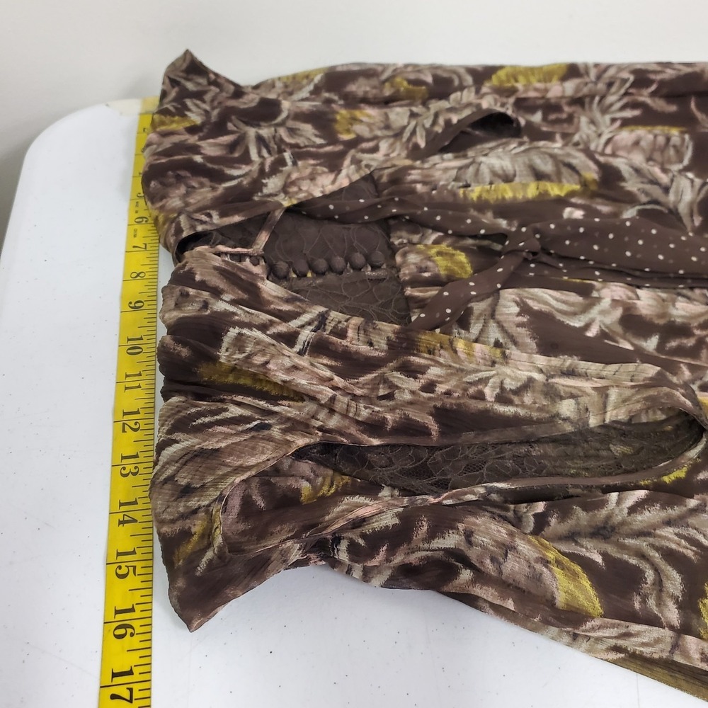 Bcbgmaxazria Womens Silk Forest Fairy Babydoll Midi Dress Size XS Brown Sheer‎ - Picture 8 of 12